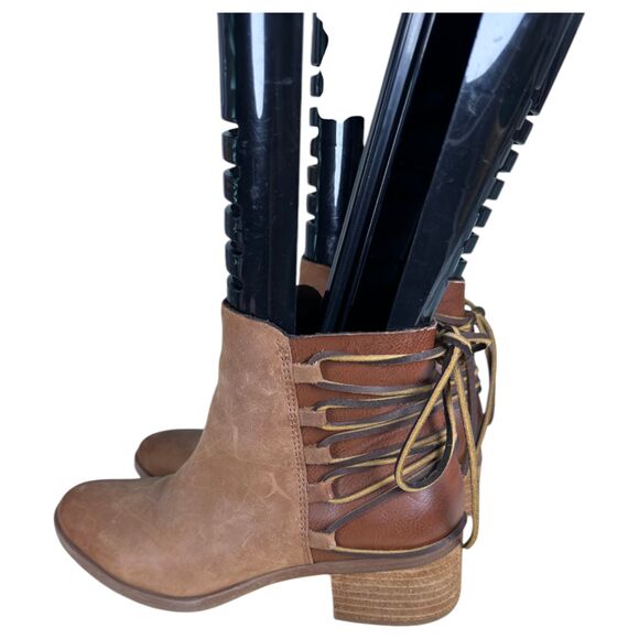 Korks Kork-Ease Belaya Cognac Brown Leather Lace Up Ankle Booties Size 6 - Picture 1 of 7